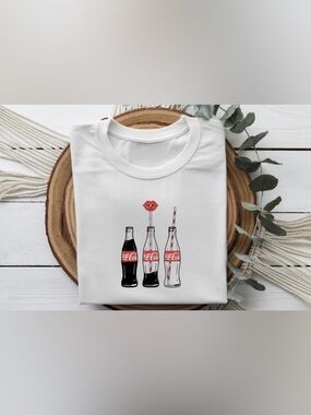 Retro Soda Bottle Graphic Shirt Cute Vintage Drink Tee White Women Top